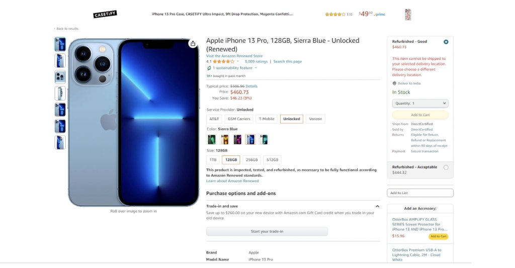 Amazon - Add to cart page
